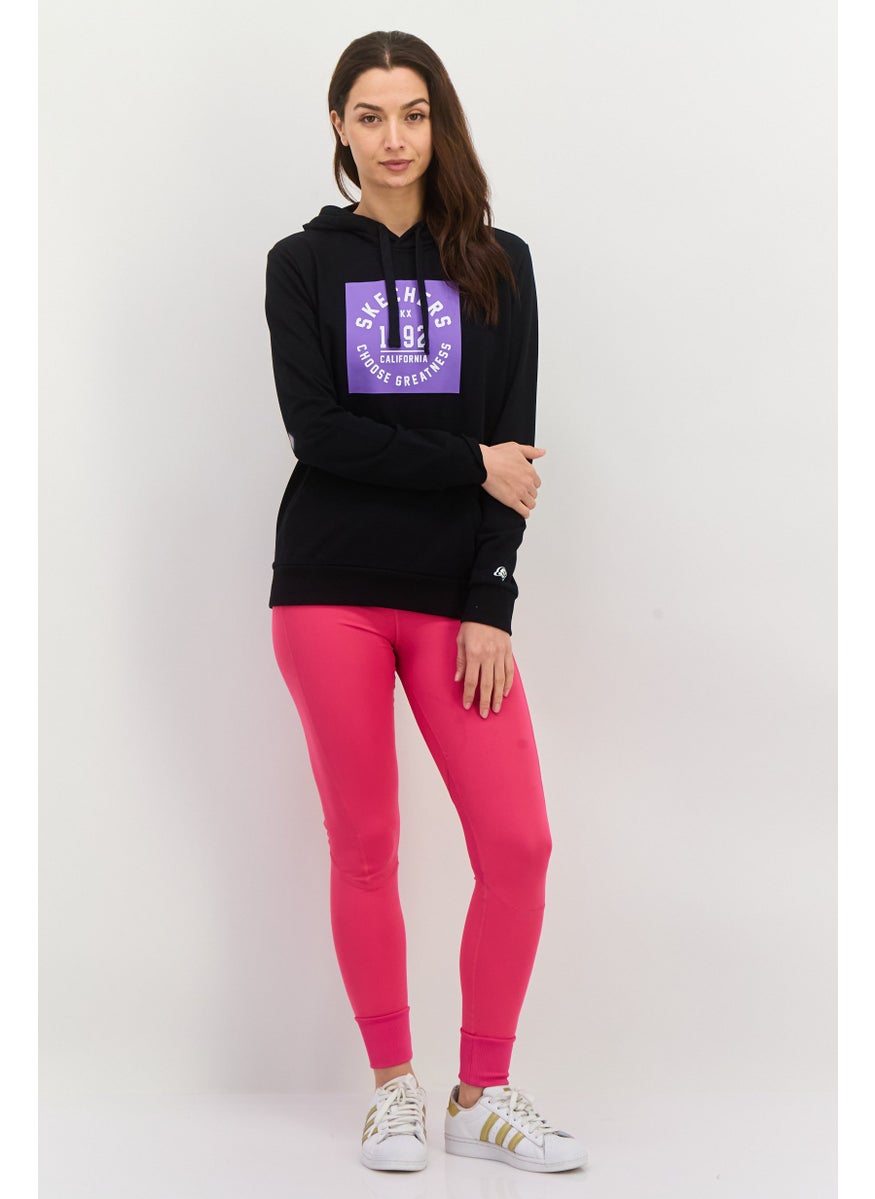 Women Sportswear Fit Long Sleeves Outdoor Hoodie, Black