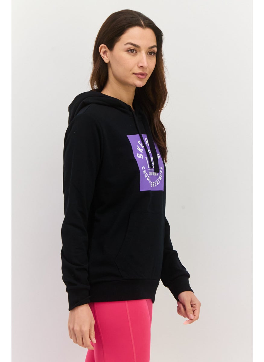 Women Sportswear Fit Long Sleeves Outdoor Hoodie, Black