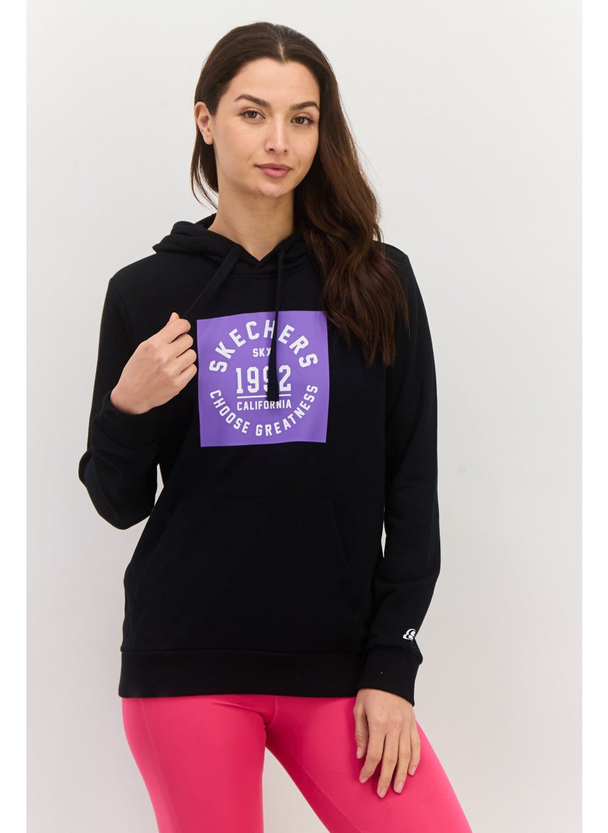 Women Sportswear Fit Long Sleeves Outdoor Hoodie, Black