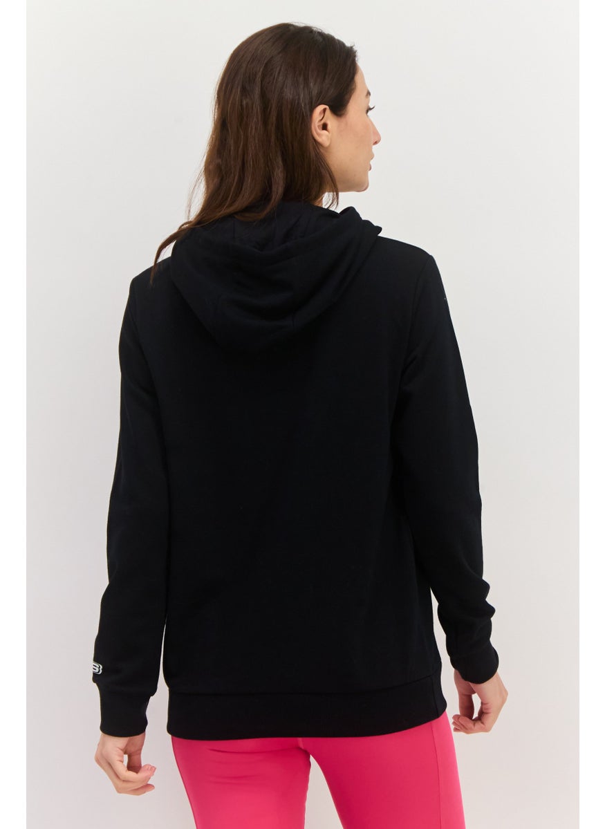 Women Sportswear Fit Long Sleeves Outdoor Hoodie, Black