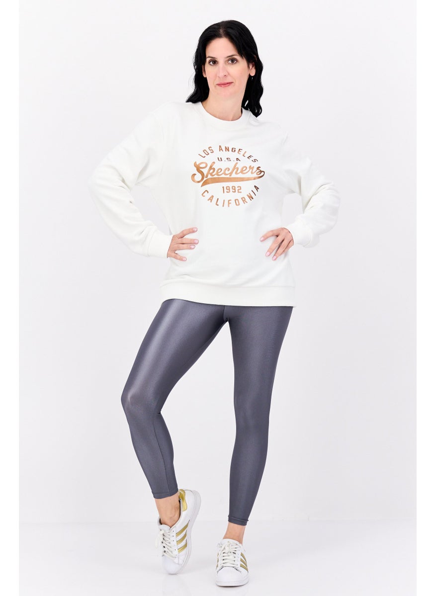 Women Sportwear Fit Graphic Long Sleeve Outdoor Sweatshirt, White Combo