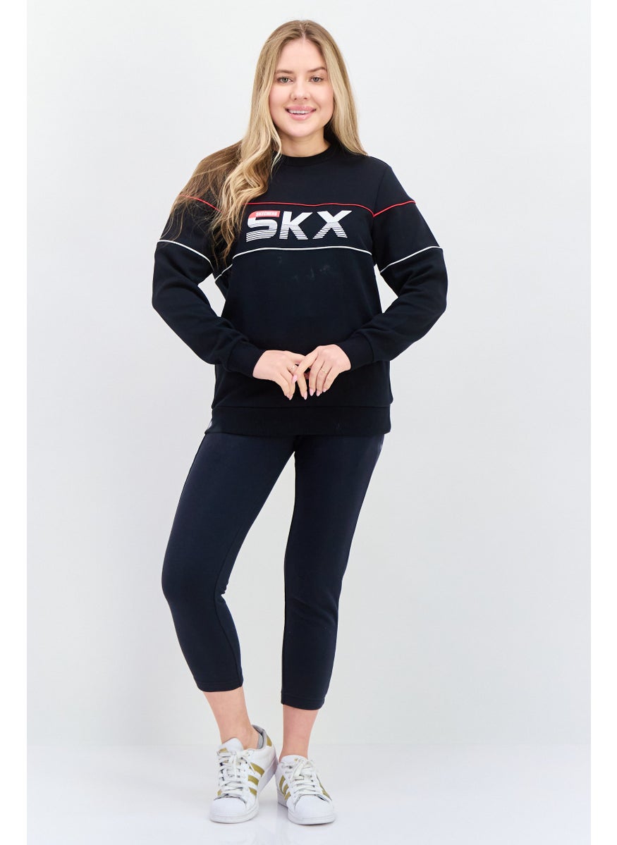 Women Sportswear Fit Long Sleeve Outdoor Sweatshirt, Black