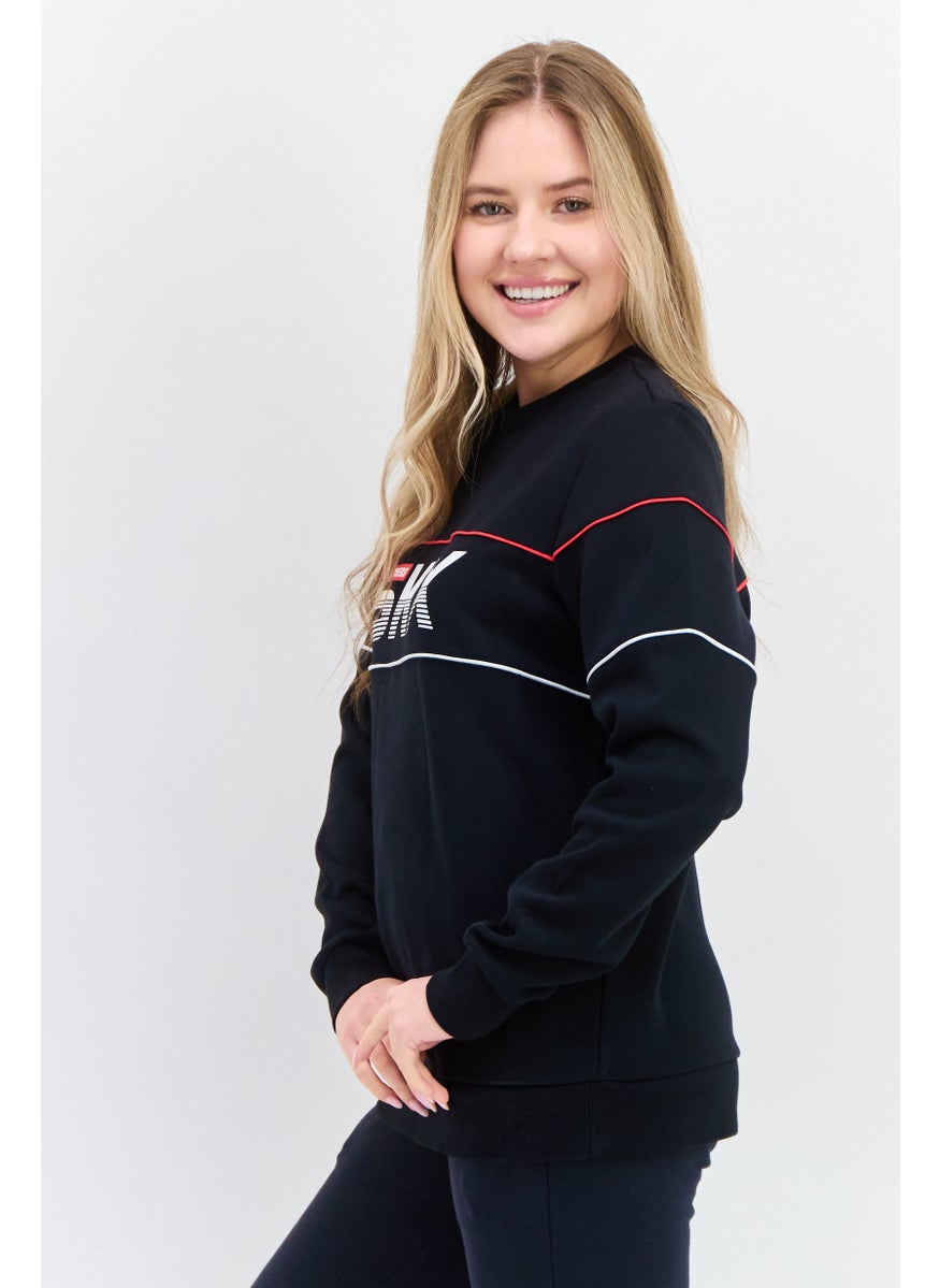 Women Sportswear Fit Long Sleeve Outdoor Sweatshirt, Black