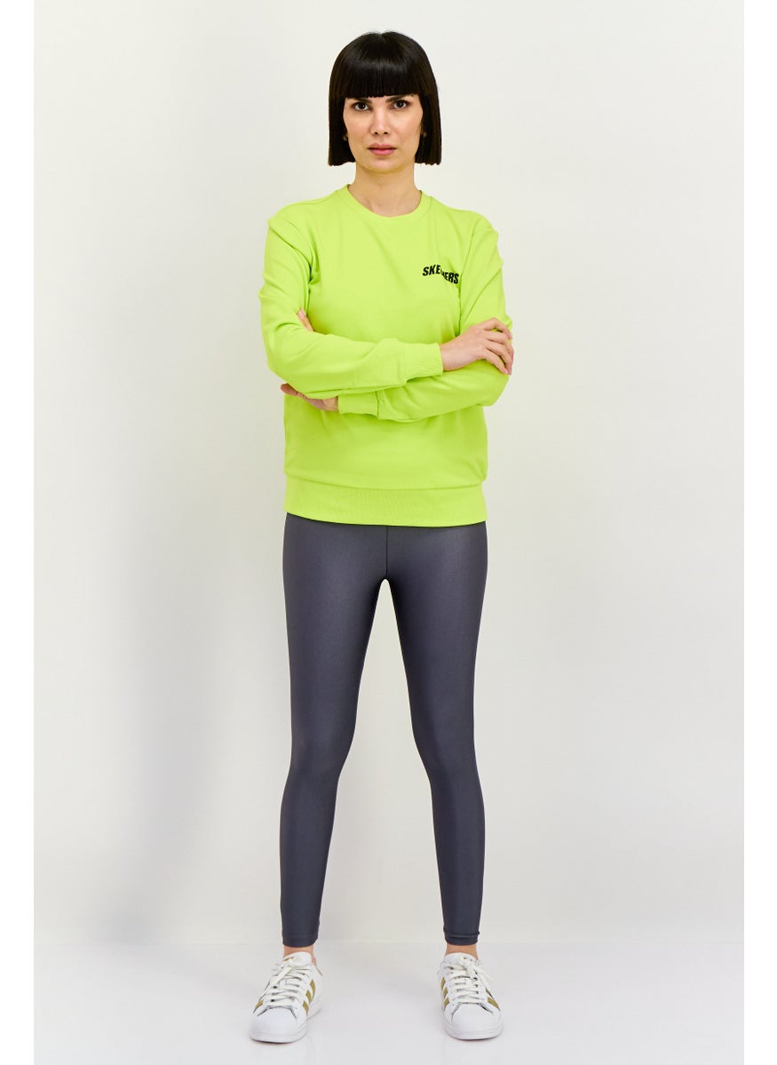 Women Sportswear Fit Long Sleeve Outdoor Sweatshirt, Lime Green