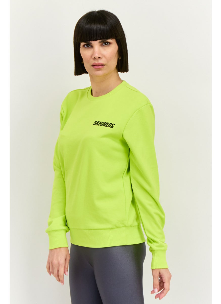 Women Sportswear Fit Long Sleeve Outdoor Sweatshirt, Lime Green