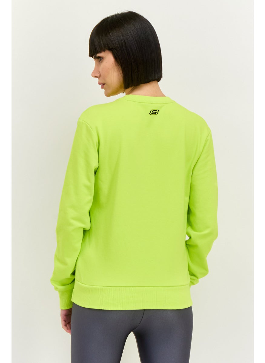 Women Sportswear Fit Long Sleeve Outdoor Sweatshirt, Lime Green