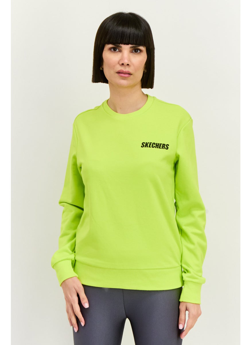Women Sportswear Fit Long Sleeve Outdoor Sweatshirt, Lime Green