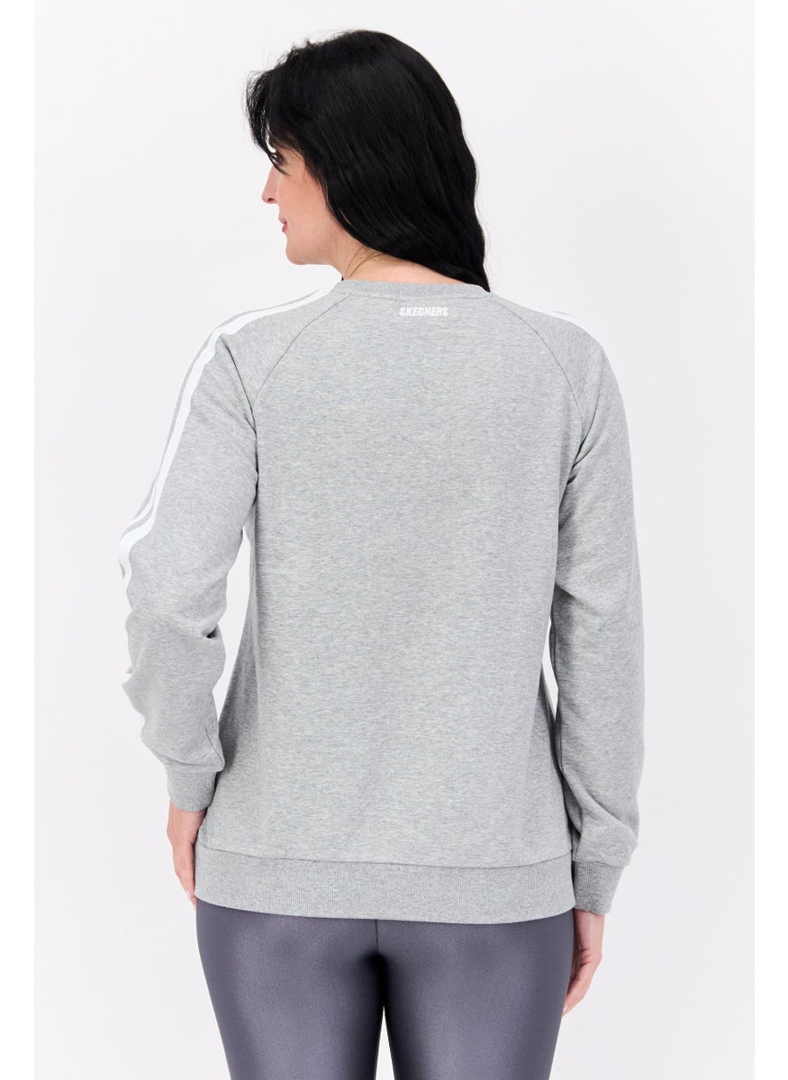 Women Sportwear Fit Graphic Long Sleeves Outdoor Sweatshirt, Grey