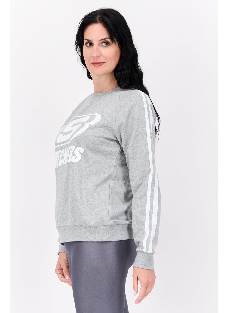 Women Sportwear Fit Graphic Long Sleeves Outdoor Sweatshirt, Grey