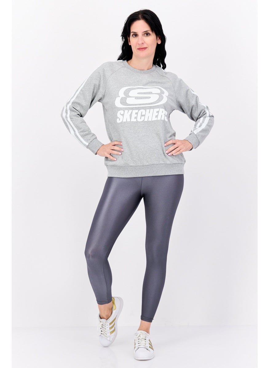 Women Sportwear Fit Graphic Long Sleeves Outdoor Sweatshirt, Grey