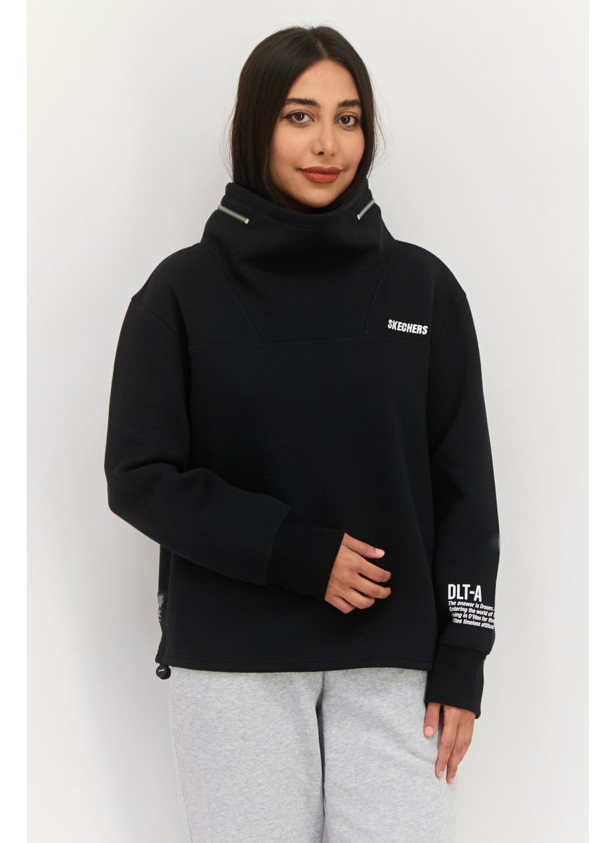 Women Sportswear Fit Long Sleeves Outdoor Sweatshirt, Black