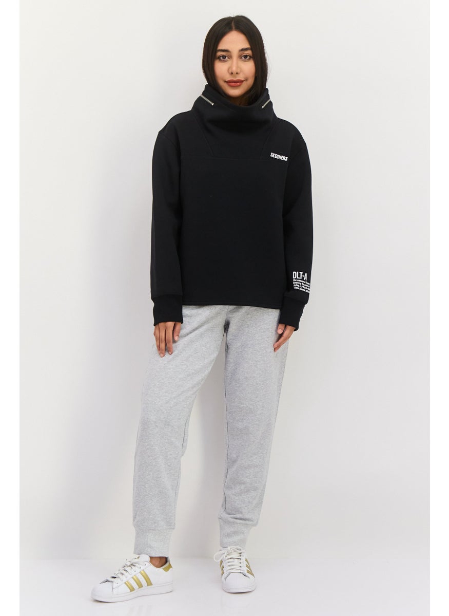 Women Sportswear Fit Long Sleeves Outdoor Sweatshirt, Black