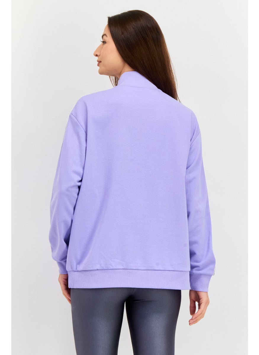 Women Sportswear Fit Long Sleeves Outdoor Sweatshirt, Lavender