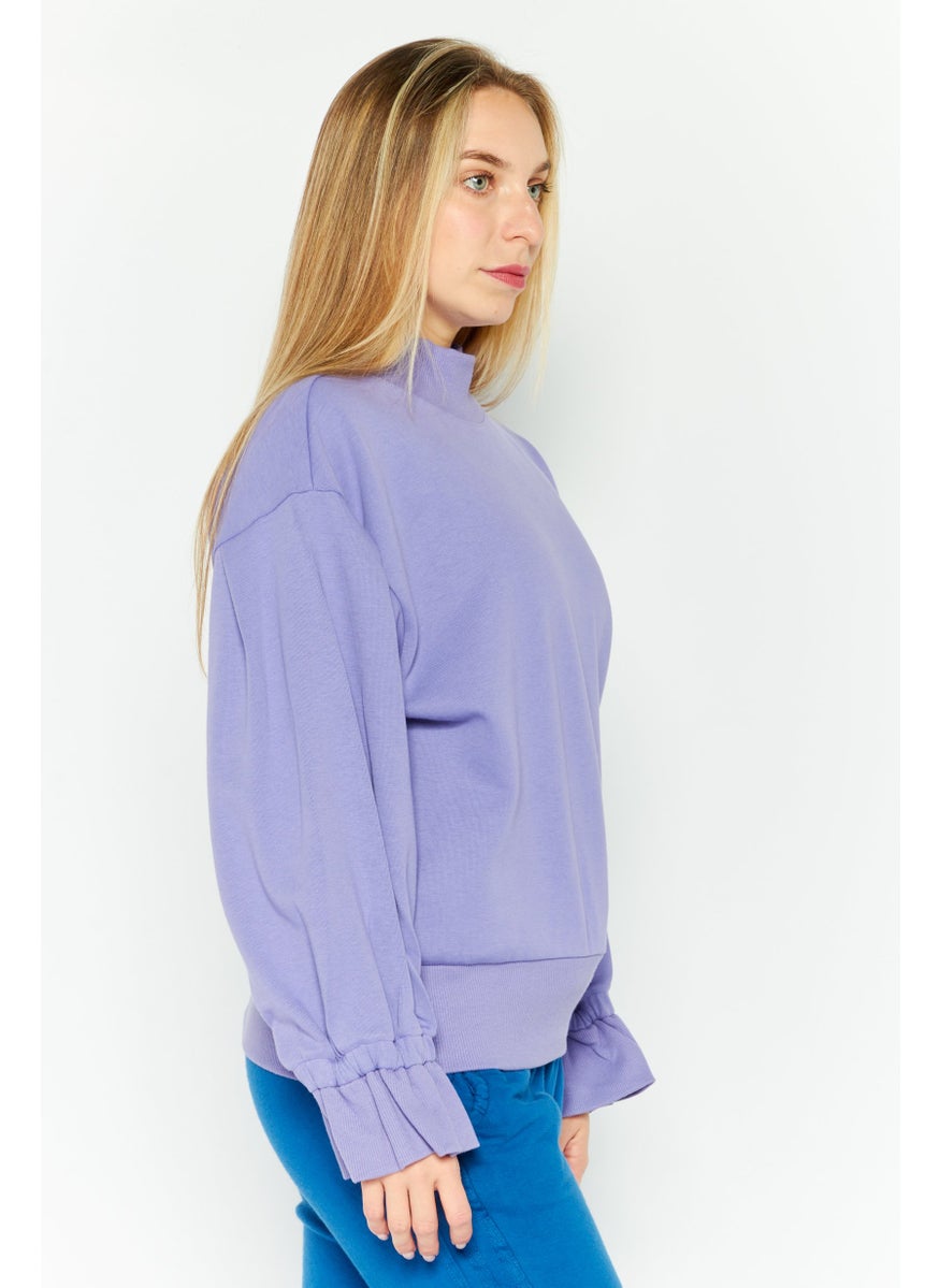Women Sportswear Fit Long Sleeve Outdoor Sweatshirt, Purple