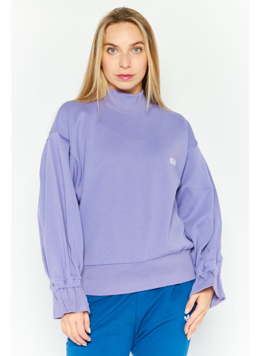 Women Sportswear Fit Long Sleeve Outdoor Sweatshirt, Purple