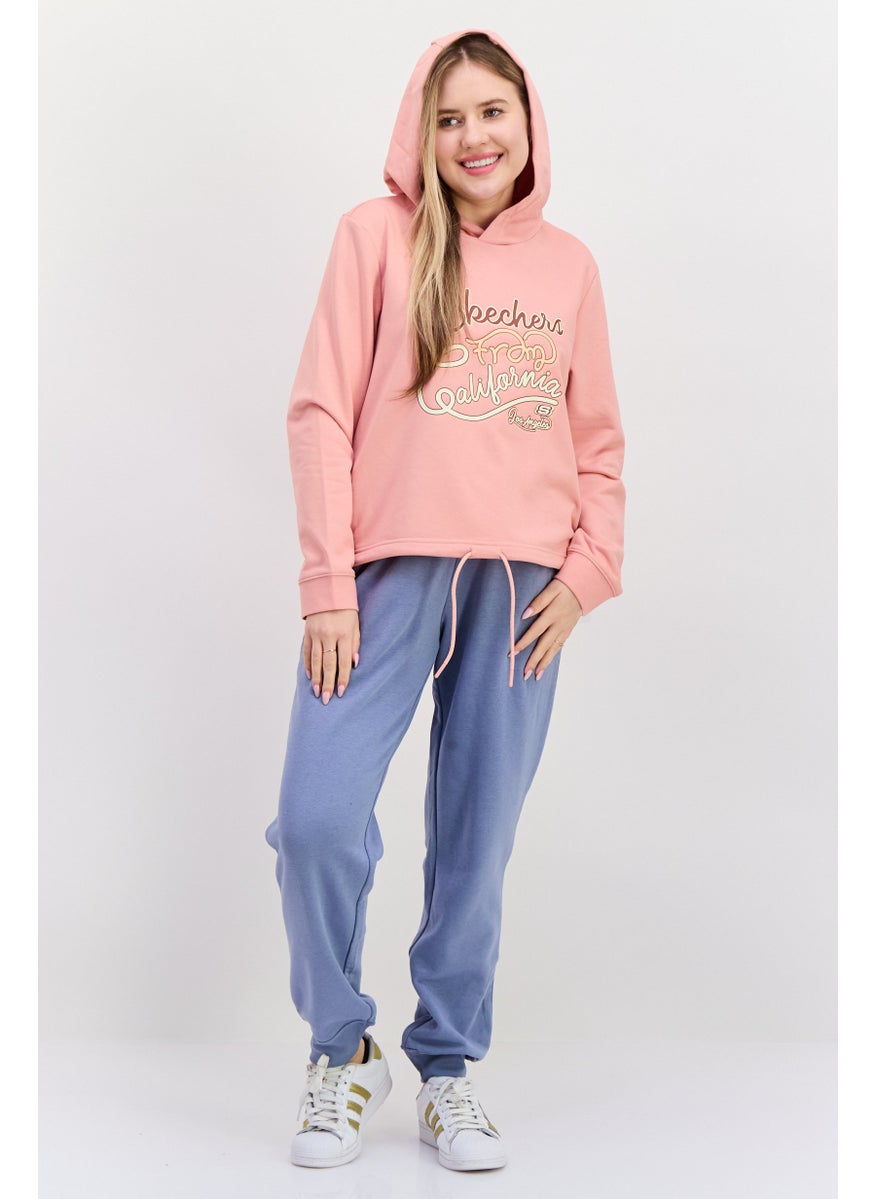 Women Sportwear Fit Graphic Long Sleeves Outdoor Hoodie, Pink