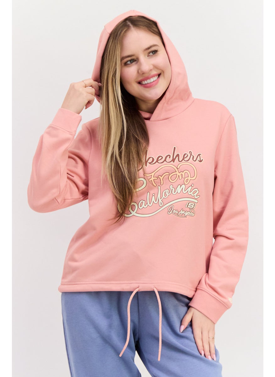 Women Sportwear Fit Graphic Long Sleeves Outdoor Hoodie, Pink