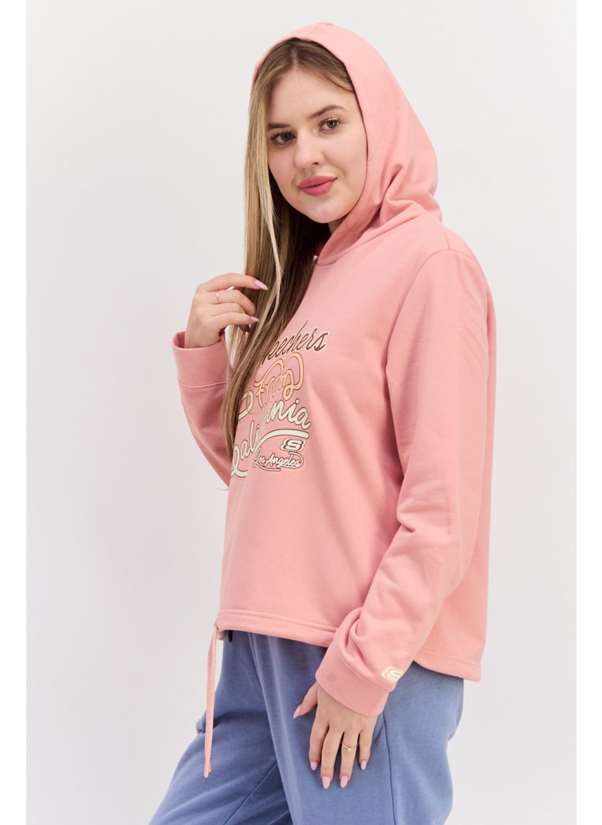 Women Sportwear Fit Graphic Long Sleeves Outdoor Hoodie, Pink