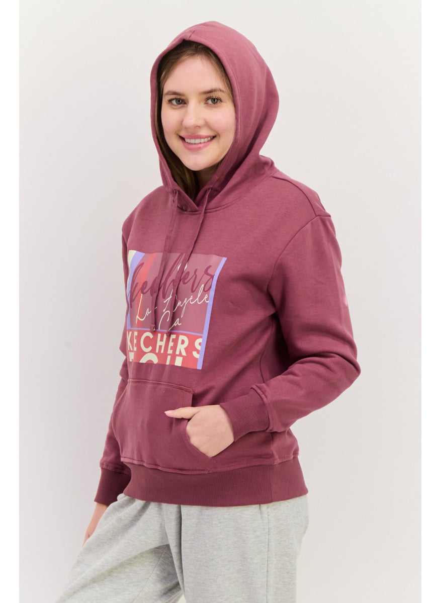 Women Sportswear Fit Long Sleeve Outdoor Fleece Hoodie, Dark Mauve