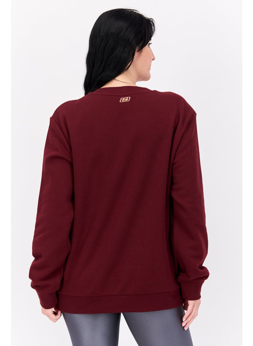 Women Sportswear Fit Long Sleeve Outdoor Sweatshirt, Maroon
