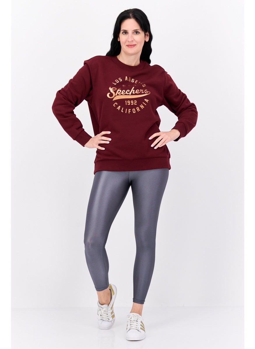 Women Sportswear Fit Long Sleeve Outdoor Sweatshirt, Maroon