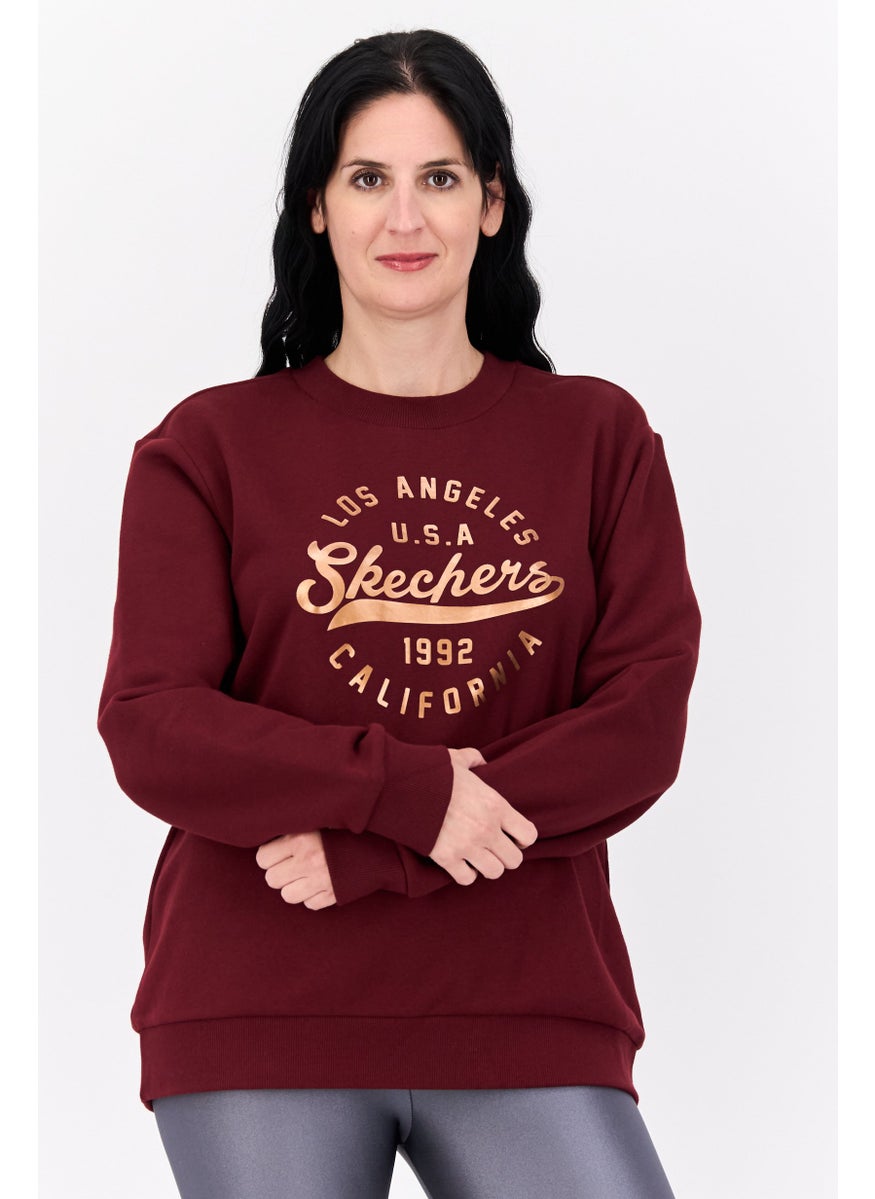 Women Sportswear Fit Long Sleeve Outdoor Sweatshirt, Maroon