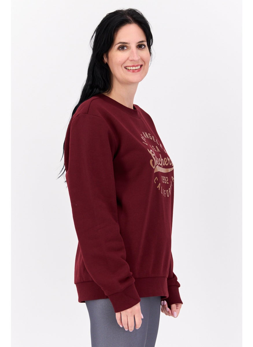 Women Sportswear Fit Long Sleeve Outdoor Sweatshirt, Maroon