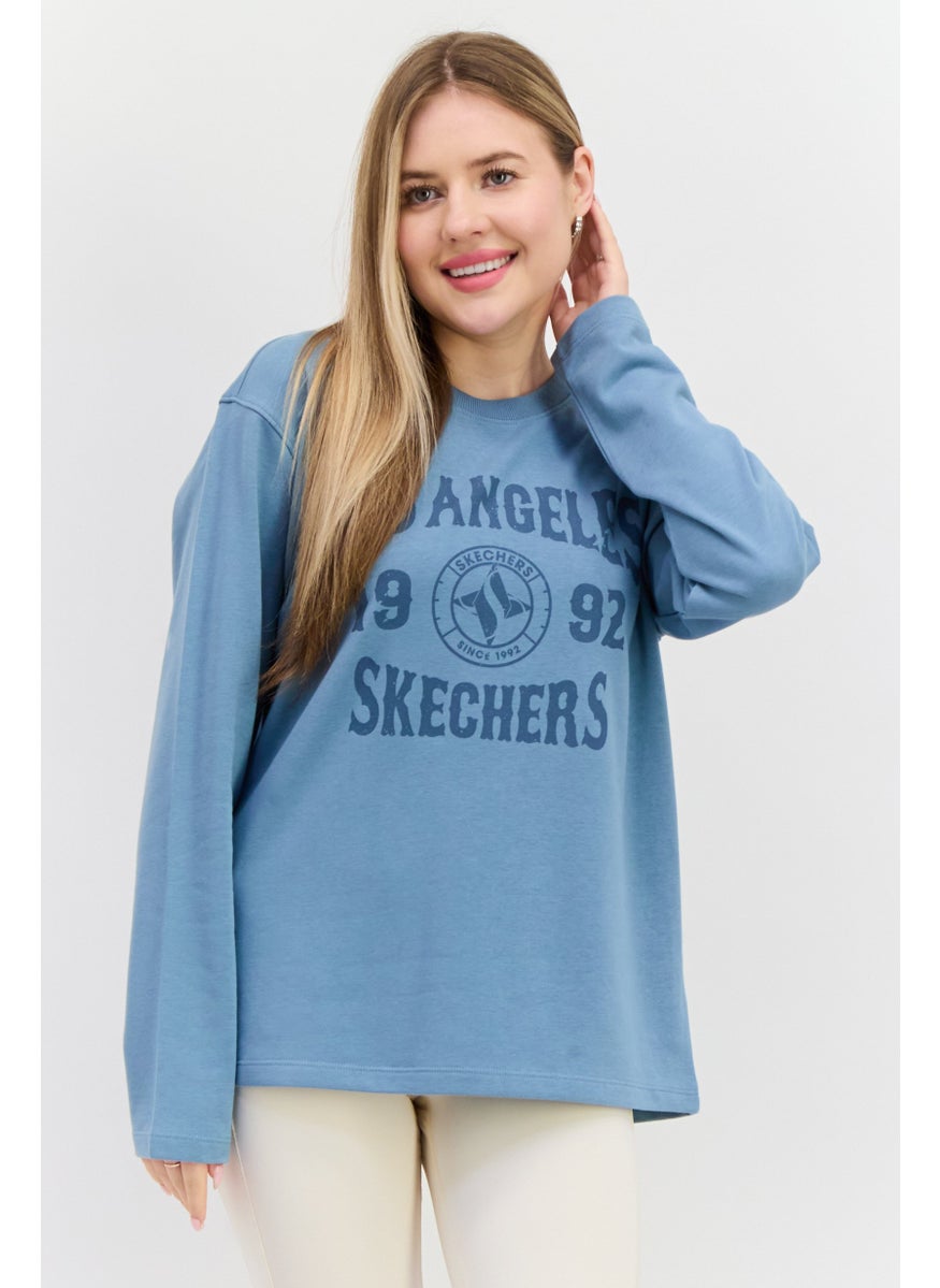 Women Sportswear Fit Long Sleeve Outdoor Sweatshirt, Slate Blue