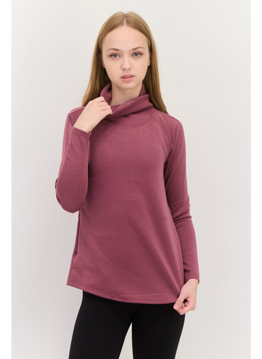 Women Sportswear Fit  Long Sleeve Outdoor Sweatshirts, Purple
