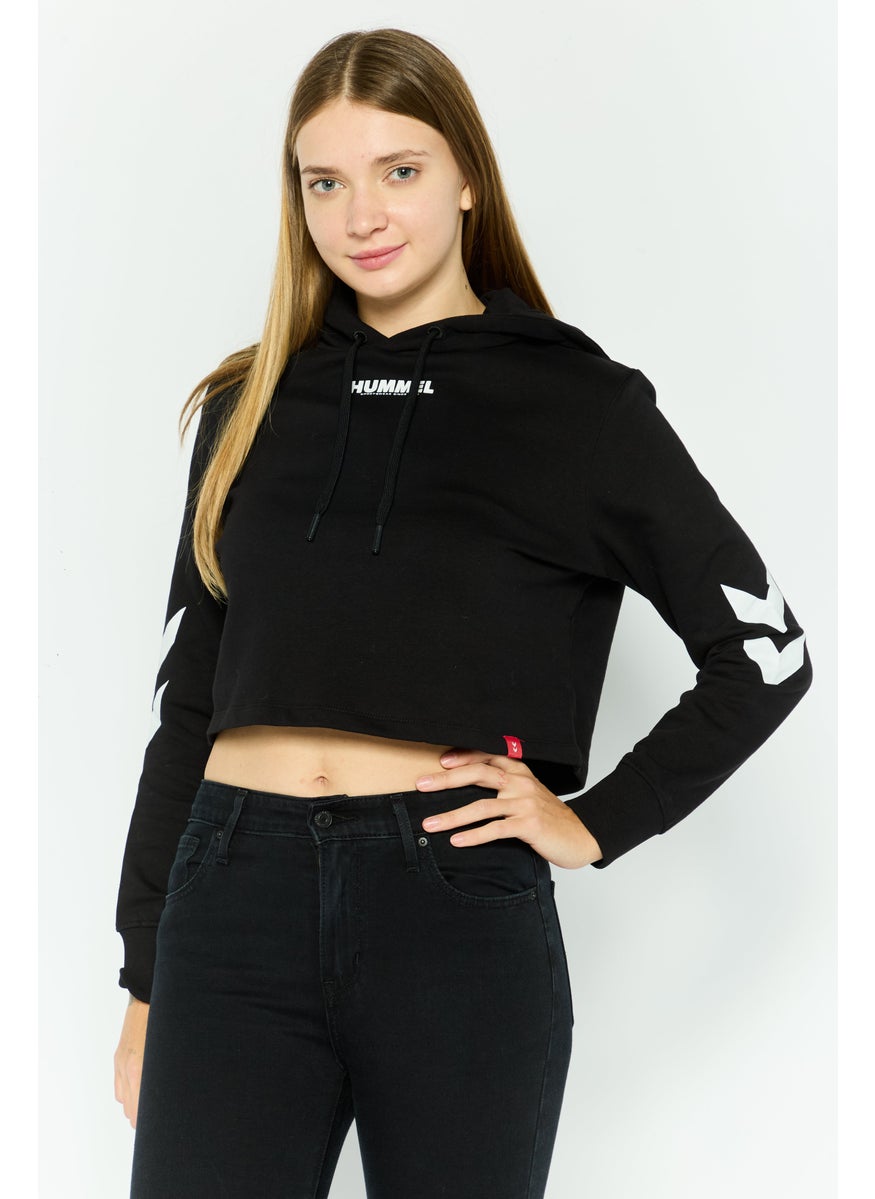 Women Sportswear Fit Long Sleeve Training Hoodies, Black