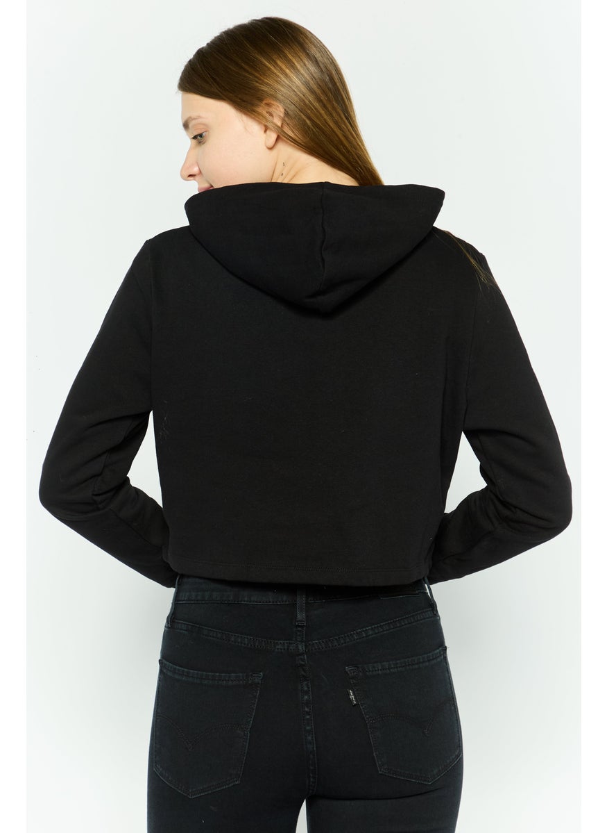Women Sportswear Fit Long Sleeve Training Hoodies, Black