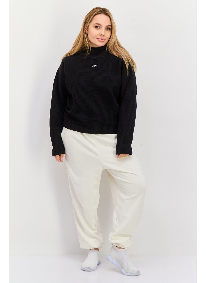 Women Sportswear Fit Long Sleeve Outdoor Hooded Sweatshirt, Black