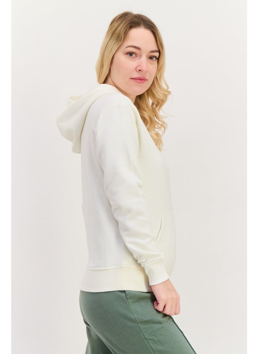 Women Sportswear Fit Long Sleeves Outdoor Hoodie, Off White