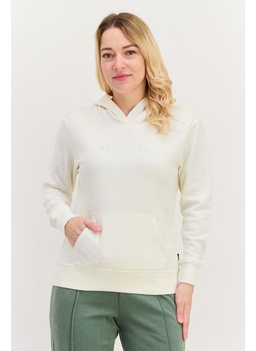 Women Sportswear Fit Long Sleeves Outdoor Hoodie, Off White
