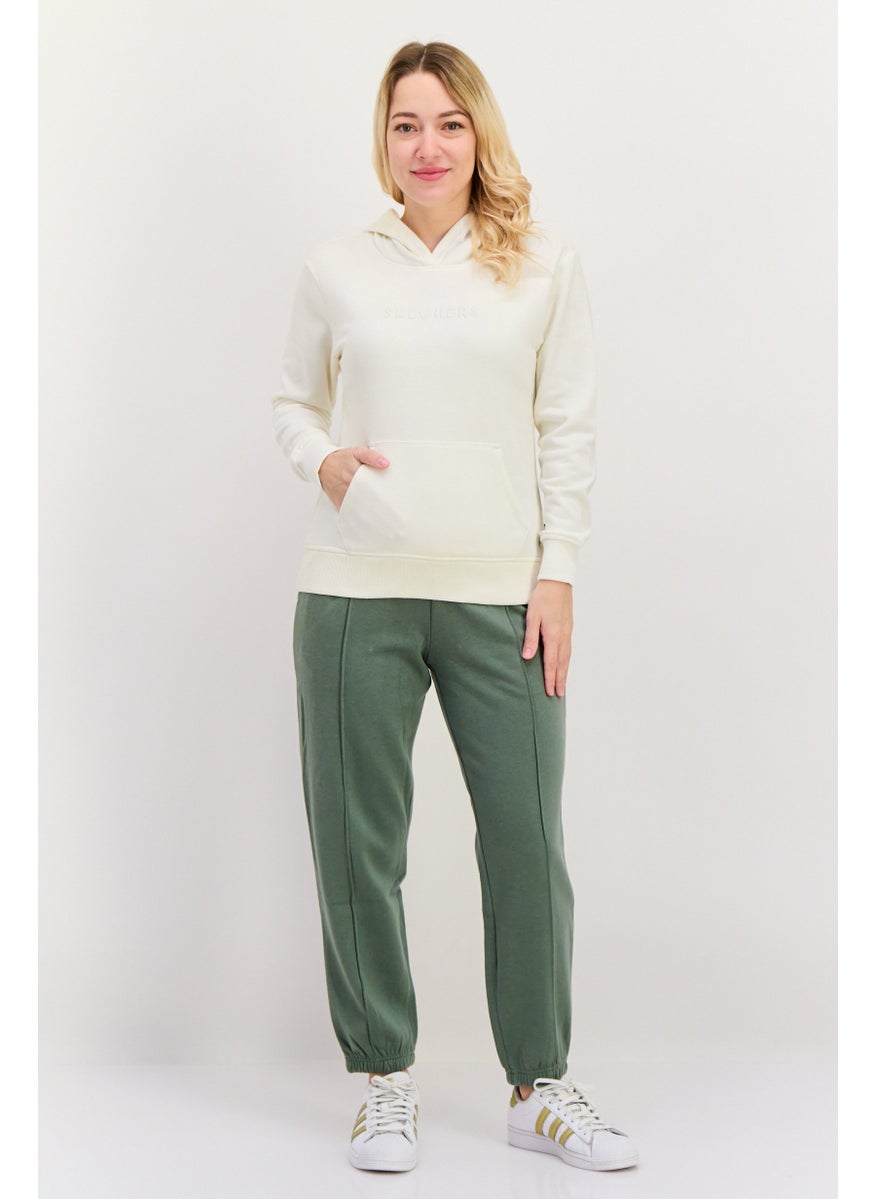 Women Sportswear Fit Long Sleeves Outdoor Hoodie, Off White
