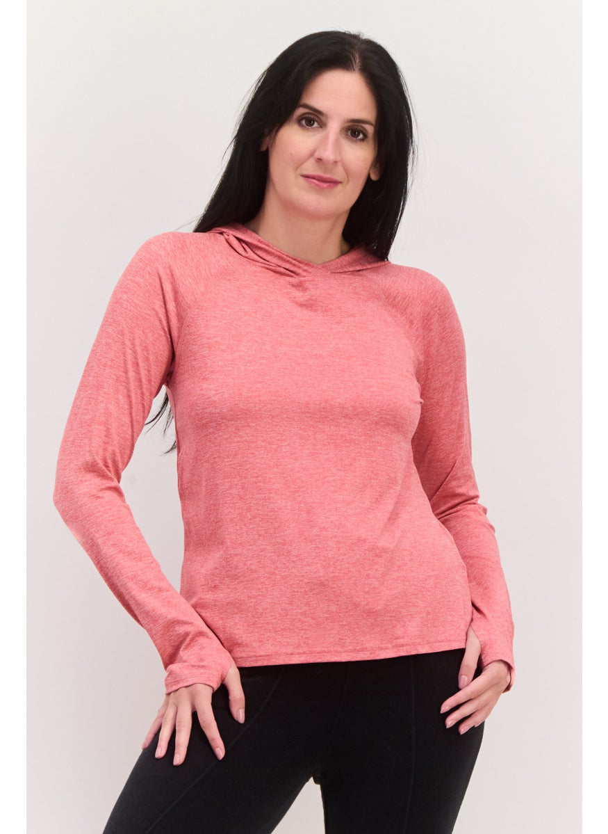 Women Sportswear Fit Long Sleeves Training Sweatshirt, Heather Red