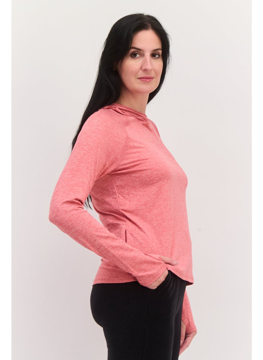 Women Sportswear Fit Long Sleeves Training Sweatshirt, Heather Red