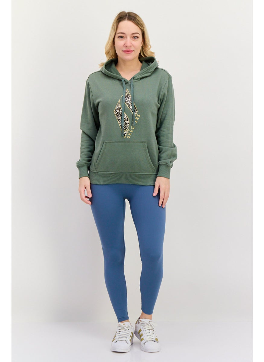 Women Sportswear Fit Long Sleeves Outdoor Hoodie, Light Green