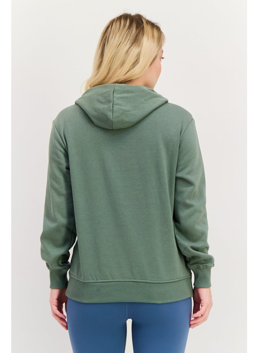 Women Sportswear Fit Long Sleeves Outdoor Hoodie, Light Green