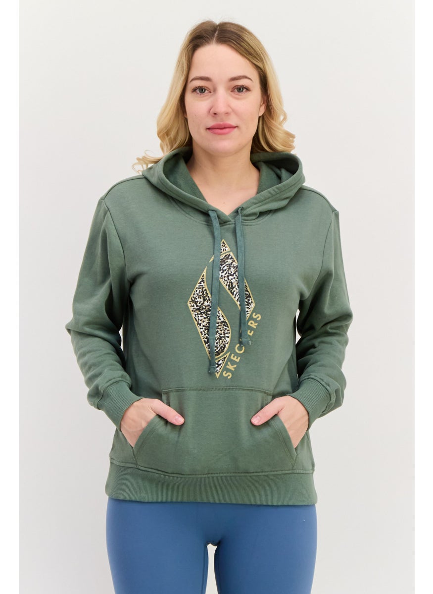 Women Sportswear Fit Long Sleeves Outdoor Hoodie, Light Green