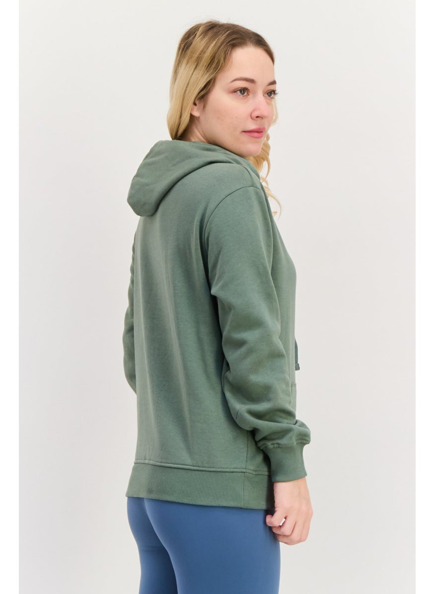 Women Sportswear Fit Long Sleeves Outdoor Hoodie, Light Green
