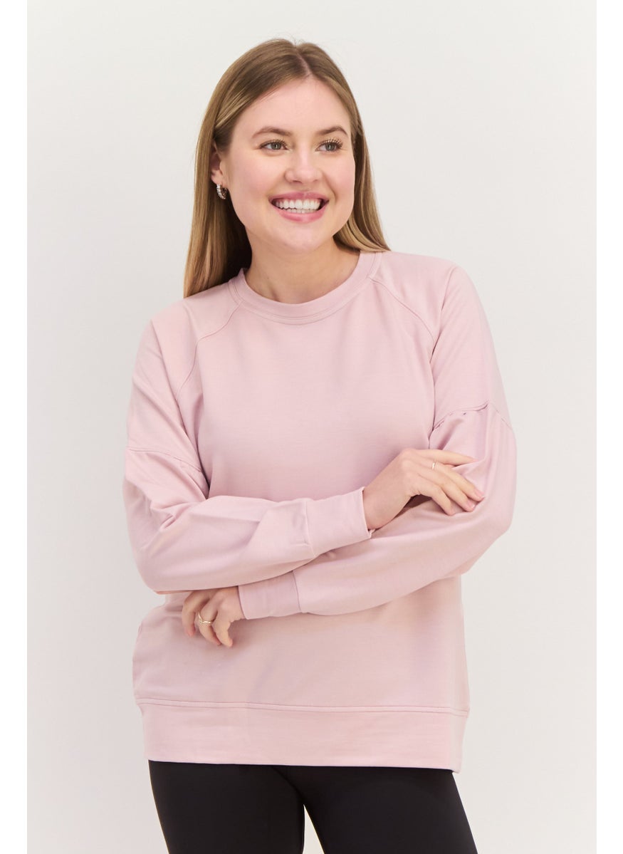 Women Sportswear Fit Long Sleeve Training Sweatshirt, Light Pink