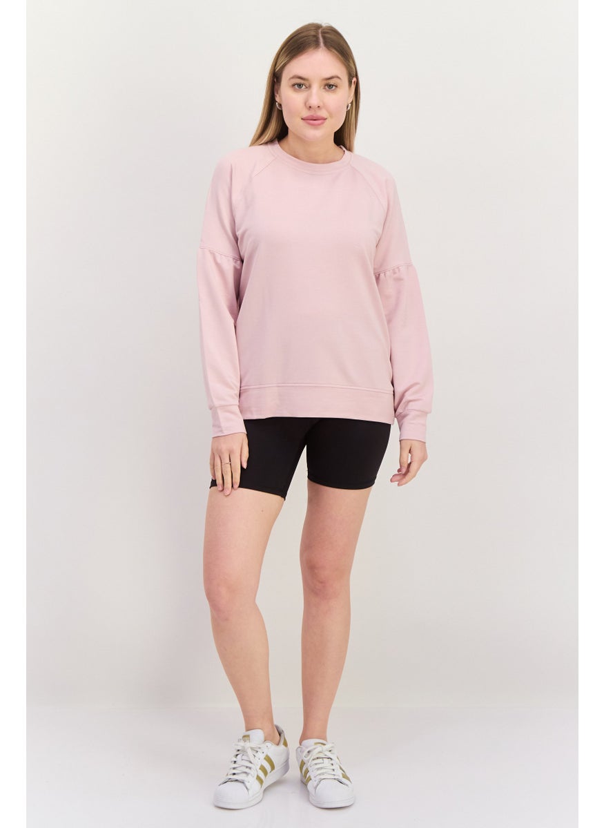 Women Sportswear Fit Long Sleeve Training Sweatshirt, Light Pink