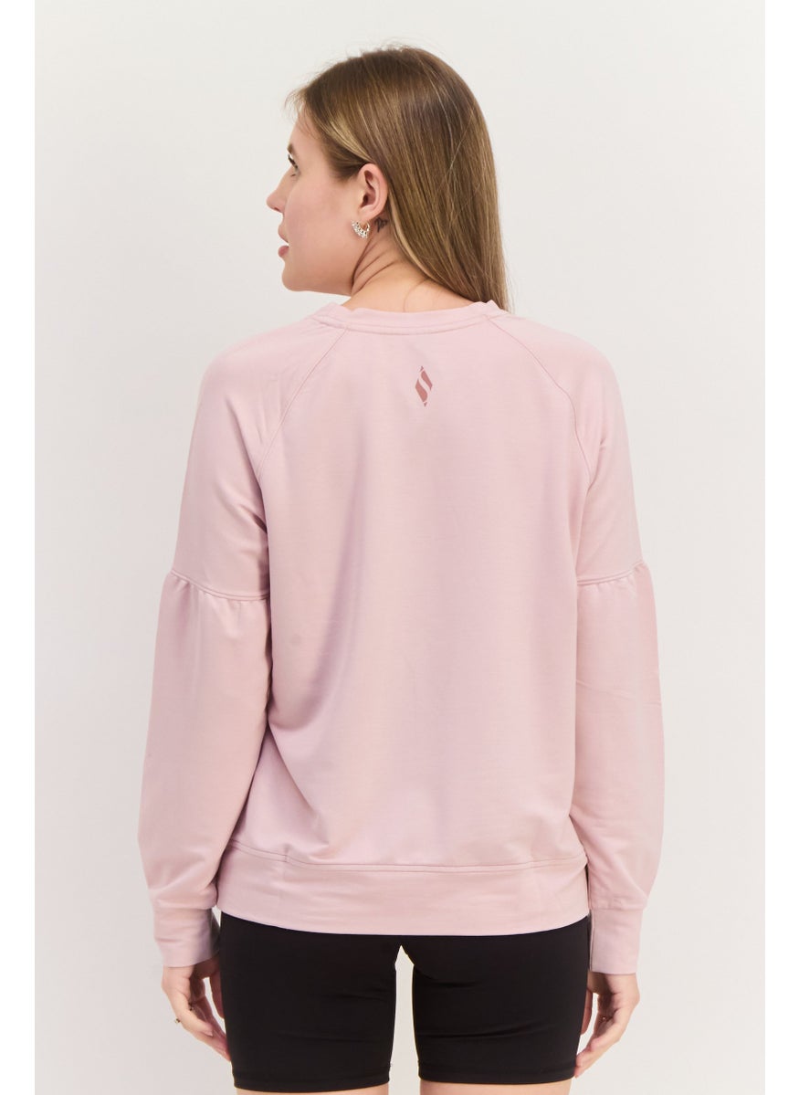Women Sportswear Fit Long Sleeve Training Sweatshirt, Light Pink