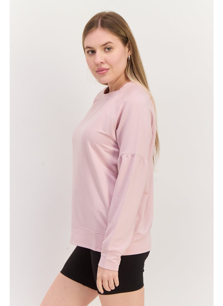Women Sportswear Fit Long Sleeve Training Sweatshirt, Light Pink