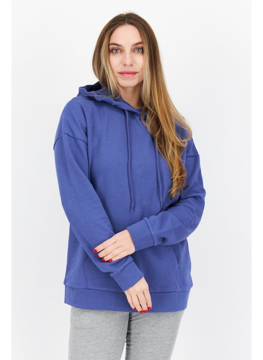 Women Hooded Long Sleeve Brand Logo Sweatshirt, Light Purple