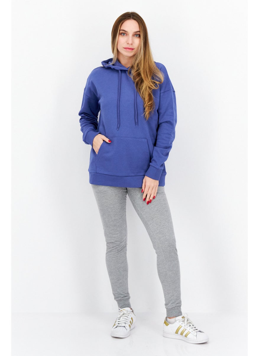 Women Hooded Long Sleeve Brand Logo Sweatshirt, Light Purple