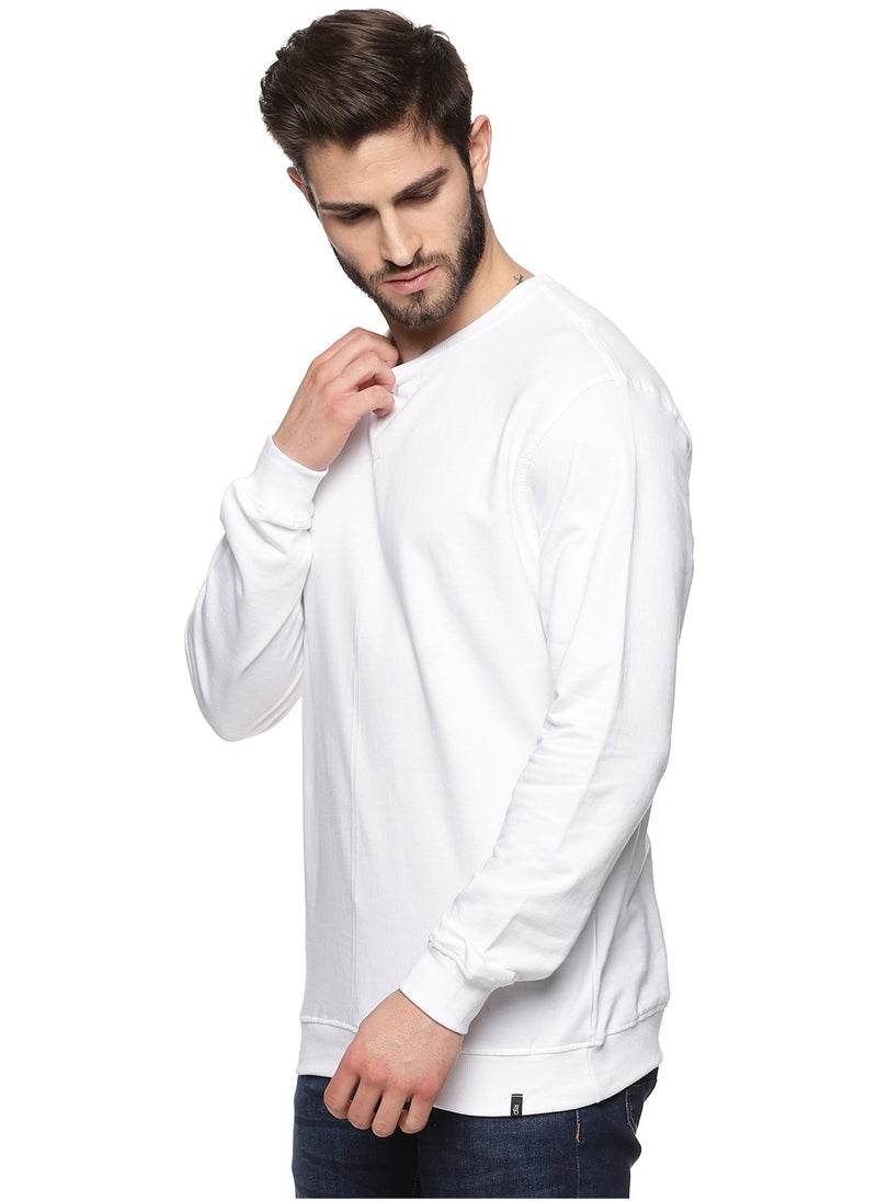 Premium Cotton Full Sleeves Sweatshirt White
