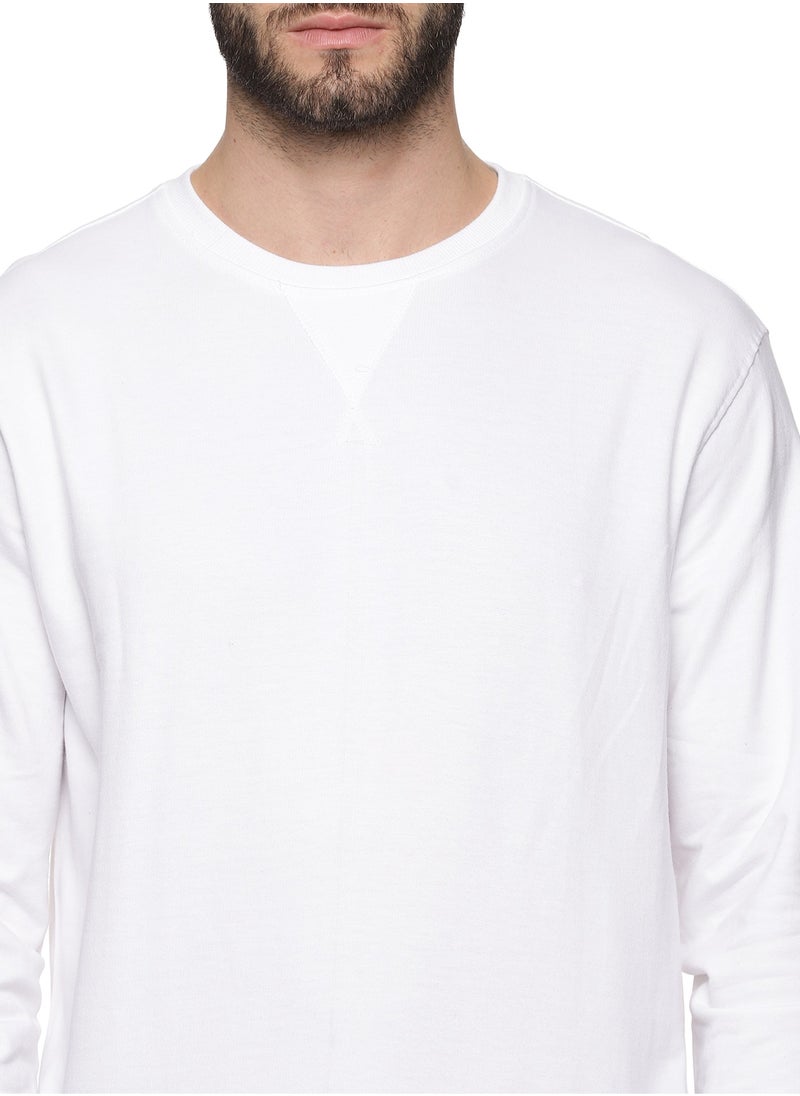 Premium Cotton Full Sleeves Sweatshirt White