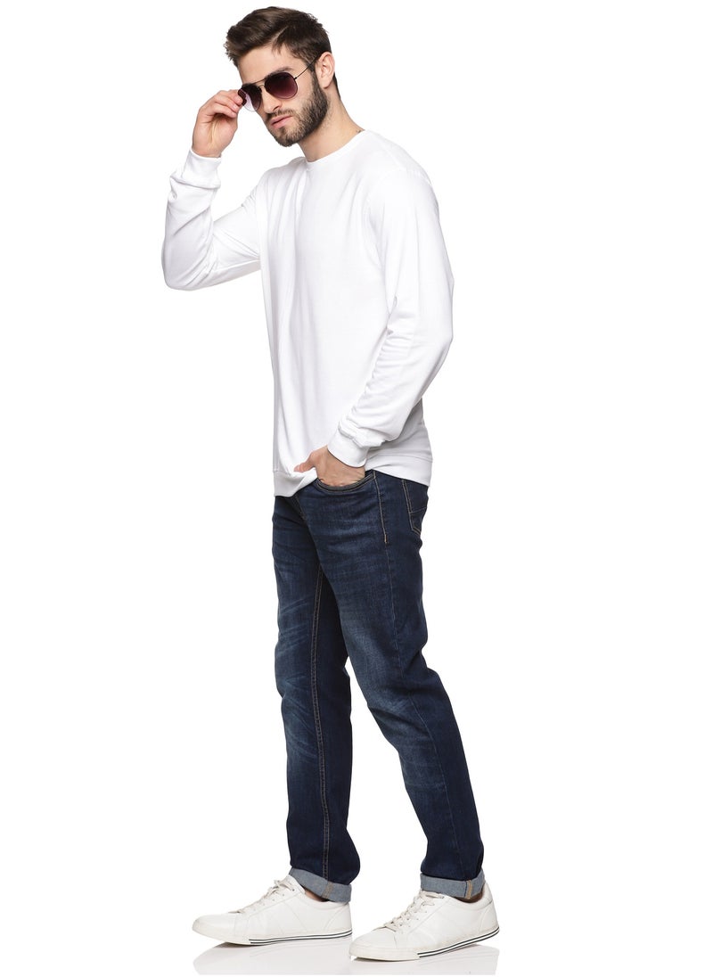 Premium Cotton Full Sleeves Sweatshirt White